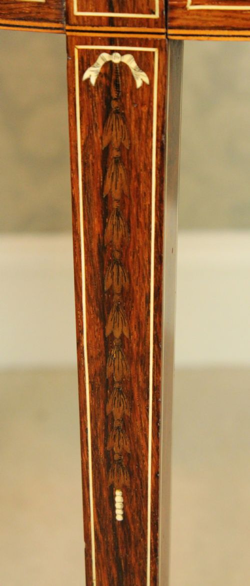 A PAIR OF EXHIBITION QUALITY LATE VICTORIAN ROSEWOOD INLAID DEMI LUNE SIDE TABLES BY EDWARDS ROBERTS - ADDITIONAL PHOTO 7