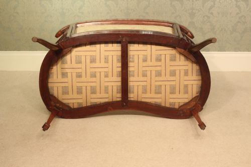 AN EXQUISITE LATE VICTORIAN MAHOGANY INLAID UPHOLSTERED SETTEE - ADDITIONAL PHOTO 1