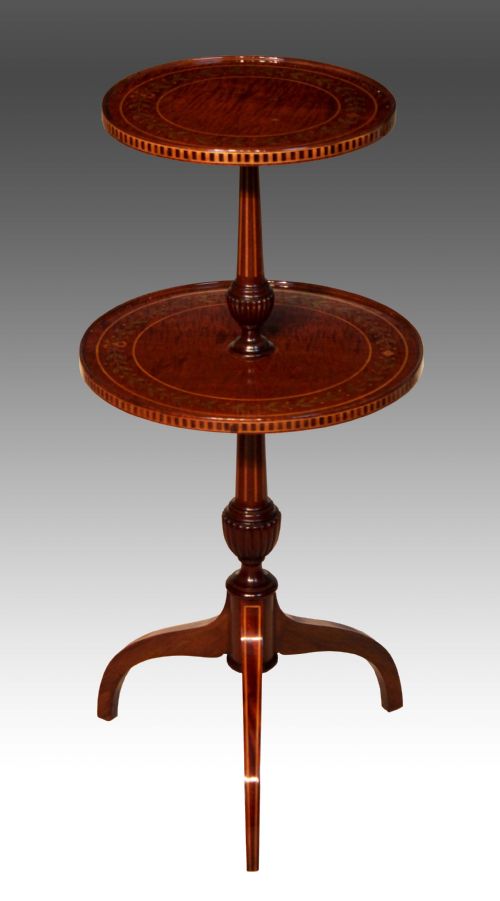 a fine late victorian mahogany inlaid etagere - CATEGORY: ANTIQUE FURNITURE - DATED VICTORIAN