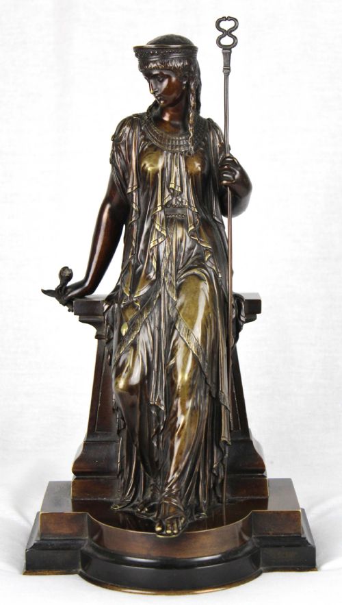 A FINE PAIR OF 19TH CENTURY EGYPTIAN STYLE BRONZE MAIDENS BY EUTROPE BOURET FRANCE 1833 1906 - ADDITIONAL PHOTO 1