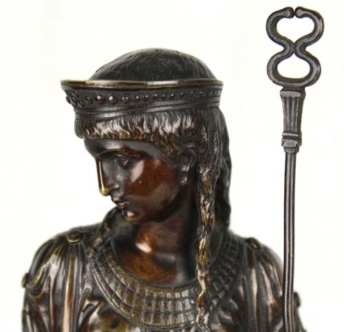 A FINE PAIR OF 19TH CENTURY EGYPTIAN STYLE BRONZE MAIDENS BY EUTROPE BOURET FRANCE 1833 1906 - ADDITIONAL PHOTO 2