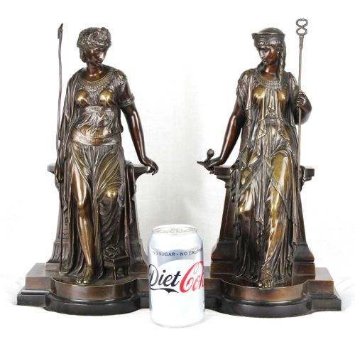 A FINE PAIR OF 19TH CENTURY EGYPTIAN STYLE BRONZE MAIDENS BY EUTROPE BOURET FRANCE 1833 1906 - ADDITIONAL PHOTO 10