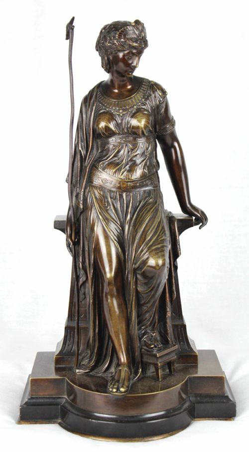 A FINE PAIR OF 19TH CENTURY EGYPTIAN STYLE BRONZE MAIDENS BY EUTROPE BOURET FRANCE 1833 1906 - ADDITIONAL PHOTO 11