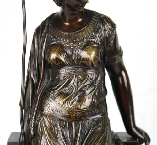 A FINE PAIR OF 19TH CENTURY EGYPTIAN STYLE BRONZE MAIDENS BY EUTROPE BOURET FRANCE 1833 1906 - ADDITIONAL PHOTO 13