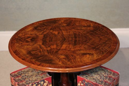 A FINE VICTORIAN BURR WALNUT INLAID REVOLVING LIBRARY TABLE - ADDITIONAL PHOTO 1