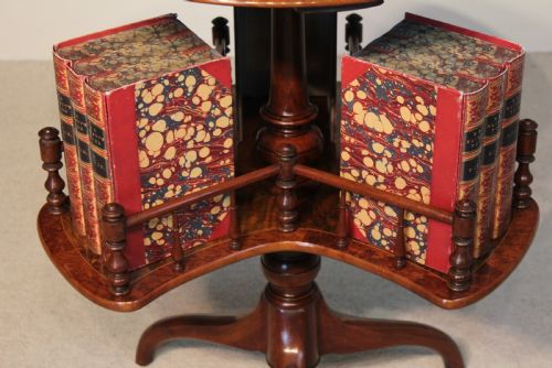 A FINE VICTORIAN BURR WALNUT INLAID REVOLVING LIBRARY TABLE - ADDITIONAL PHOTO 2