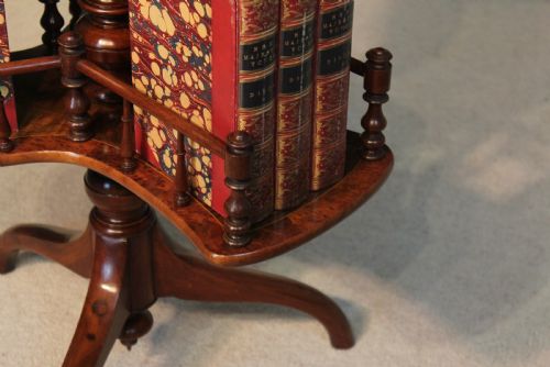 A FINE VICTORIAN BURR WALNUT INLAID REVOLVING LIBRARY TABLE - ADDITIONAL PHOTO 4