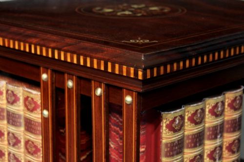 AN EXQUISITE LATE VICTORIAN MAHOGANY INLAID REVOLVING BOOKCASE BY MAPLE CO - ADDITIONAL PHOTO 1