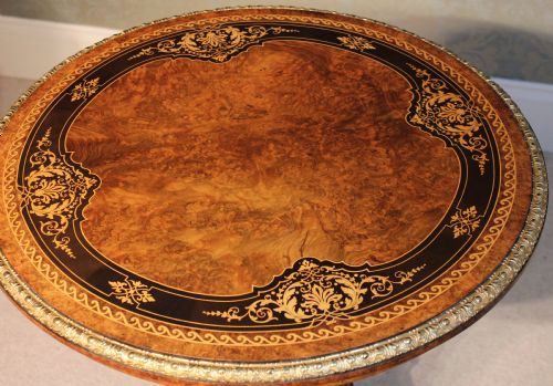 AN EXHIBITION QUALITY VICTORIAN ORMOLU MOUNTED BURR WALNUT MARQUETRY INLAID SMALL CENTREOCCASIONAL TABLE - ADDITIONAL PHOTO 4