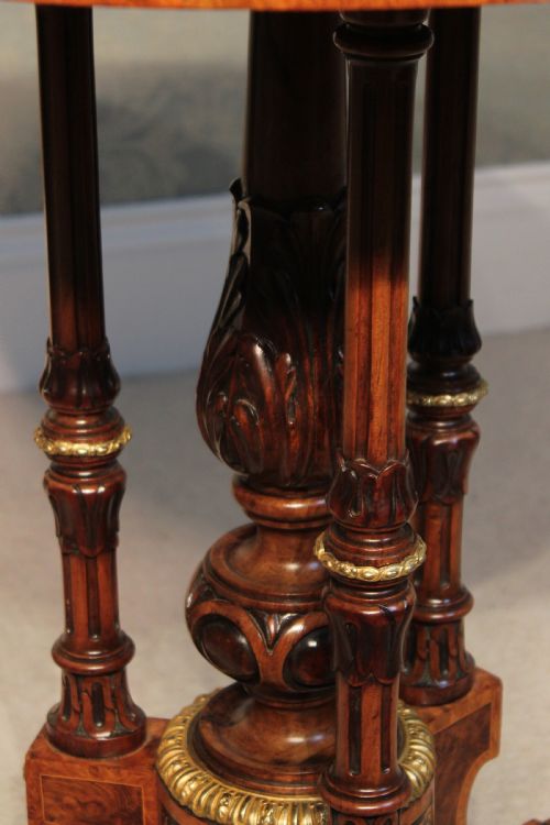AN EXHIBITION QUALITY VICTORIAN ORMOLU MOUNTED BURR WALNUT MARQUETRY INLAID SMALL CENTREOCCASIONAL TABLE - ADDITIONAL PHOTO 6