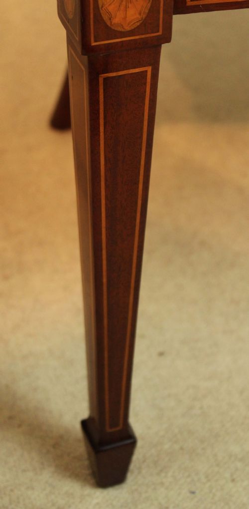 A FINE PAIR OF LATE VICTORIAN MAHOGANY INLAID SHIELD BACK LADIES AND GENTS ARMCHAIRS BY MAPLE CO - ADDITIONAL PHOTO 4