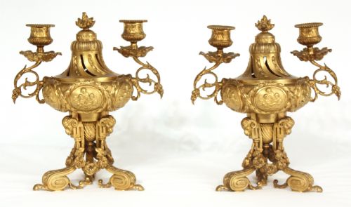 a pair of late 19th century french gilt ormolu candelabraperfumery - CATEGORY: ANTIQUE LIGHTING - DATED 1870