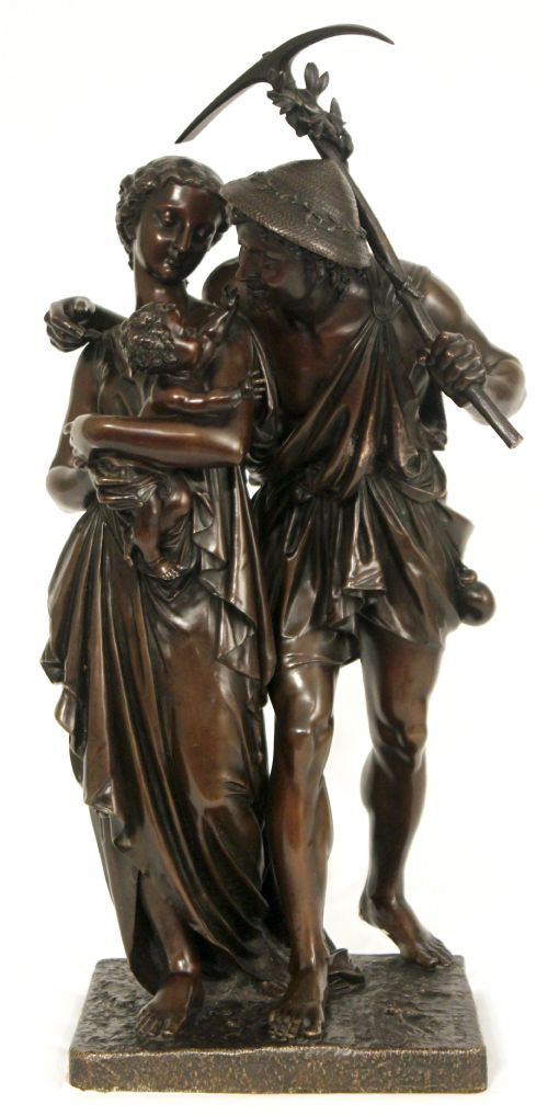 henri etienne dumaige 18301888 a good late 19th c french large bronze famille heureuse - CATEGORY: ANTIQUE METAL - DATED 1860