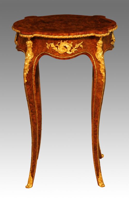 an exhibition quality victorian burr walnut inlaid and ormolu mounted table - CATEGORY: ANTIQUE TABLES - DATED 1870