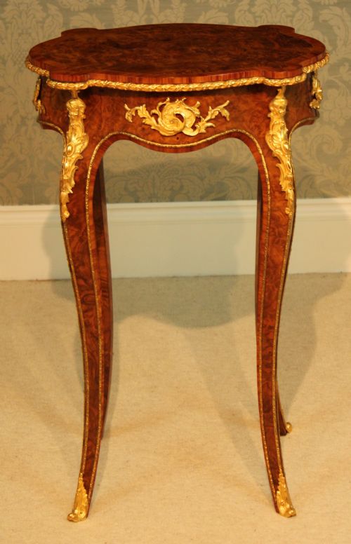 AN EXHIBITION QUALITY VICTORIAN BURR WALNUT INLAID AND ORMOLU MOUNTED TABLE - ADDITIONAL PHOTO 2