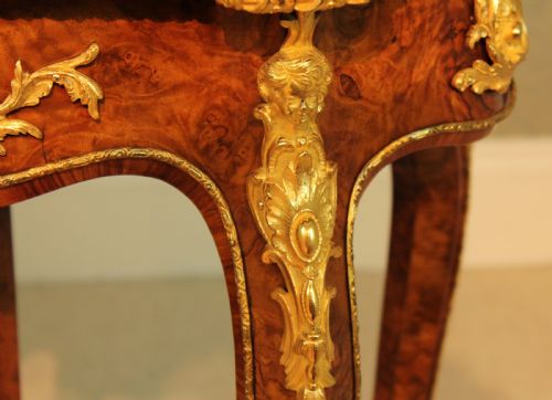 AN EXHIBITION QUALITY VICTORIAN BURR WALNUT INLAID AND ORMOLU MOUNTED TABLE - ADDITIONAL PHOTO 3