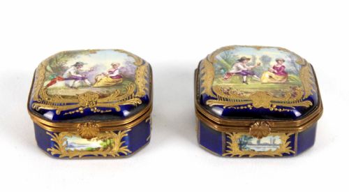 a pair of late 19th c sevres ceramic canted square small boxes - CATEGORY: ANTIQUE CERAMICS - DATED 1890