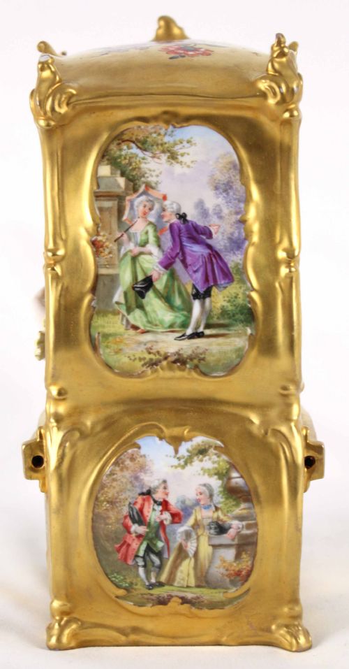A FINELY DETAILED LATE 19TH C CONTINENTAL PORCELAIN SEDAN CHAIR FIGURE GROUP - ADDITIONAL PHOTO 3