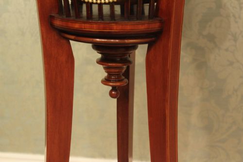 A PAIR OF EDWARDIAN MAHOGANY INLAID JARDINIRES - ADDITIONAL PHOTO 3