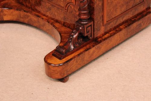 A FINE BURR WALNUT VICTORIAN PIANO TOP POP UP DAVENPORT - ADDITIONAL PHOTO 4