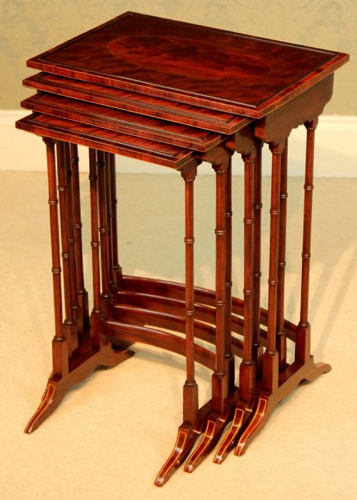 AN EQUISITE LATE VICTORIAN MAHOGANY INLAID QUARTETTO NEST OF TABLES - ADDITIONAL PHOTO 1
