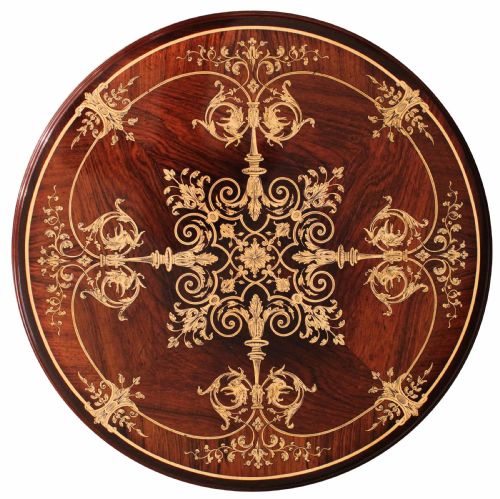 AN EDWARDIAN QUALITY LATE VICTORIAN ROSEWOOD INLAID TABLE BY COLLINSON LOCK - ADDITIONAL PHOTO 2