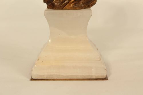DOMINIQUE ALONZO 19101930 BRONZE AND IVORY BABY FACE ON WHITE ONYX BASE - ADDITIONAL PHOTO 3