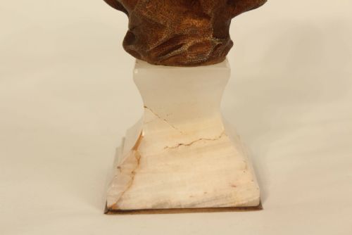 DOMINIQUE ALONZO 19101930 BRONZE AND IVORY BABY FACE ON WHITE ONYX BASE - ADDITIONAL PHOTO 4