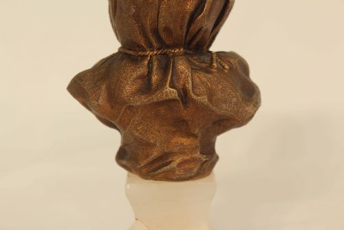 DOMINIQUE ALONZO 19101930 BRONZE AND IVORY BABY FACE ON WHITE ONYX BASE - ADDITIONAL PHOTO 5