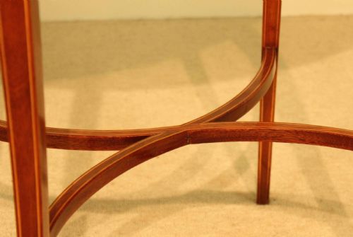 AN EXCEPTIONAL EDWARDIAN MAHOGANY INLAID OVAL BIJOUTERIE TABLE - ADDITIONAL PHOTO 3