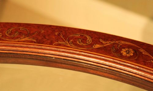 AN EXCEPTIONAL EDWARDIAN MAHOGANY INLAID OVAL BIJOUTERIE TABLE - ADDITIONAL PHOTO 4