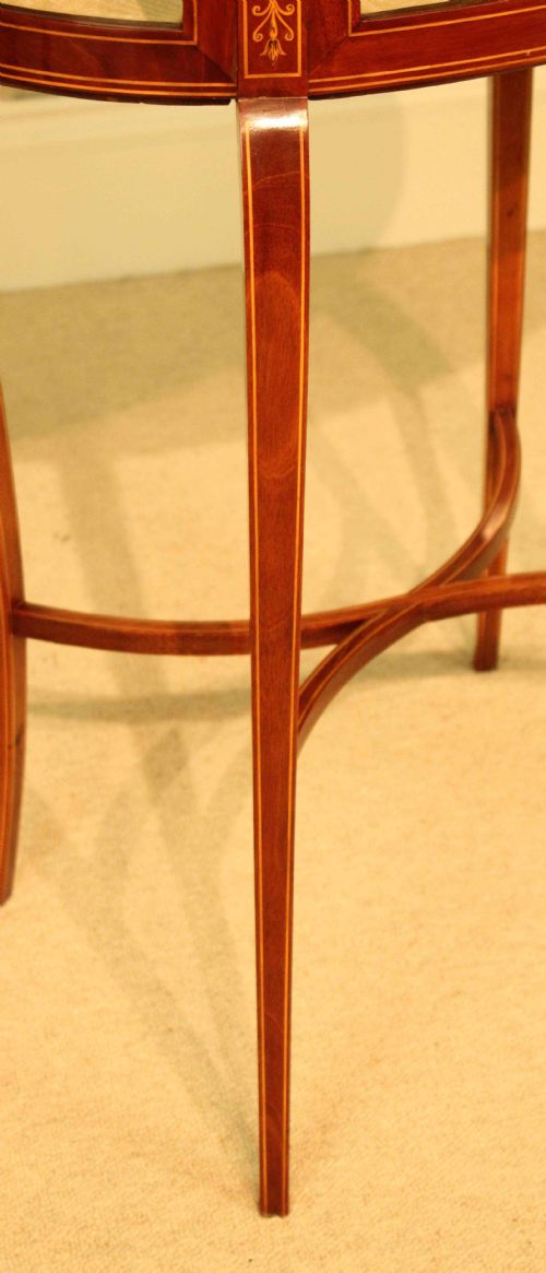 AN EXCEPTIONAL EDWARDIAN MAHOGANY INLAID OVAL BIJOUTERIE TABLE - ADDITIONAL PHOTO 5