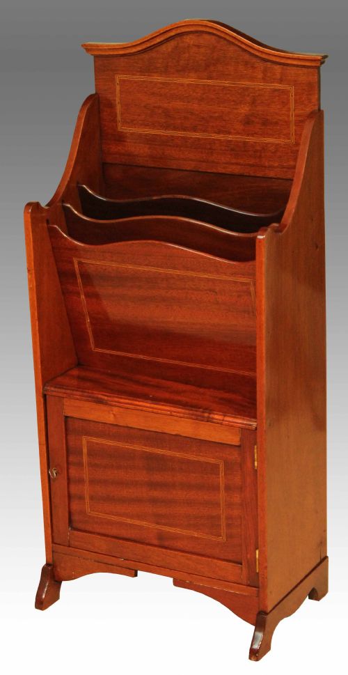 a quality edwardian mahogany inlaid magazine rack - CATEGORY: ANTIQUE FURNITURE - DATED 1910