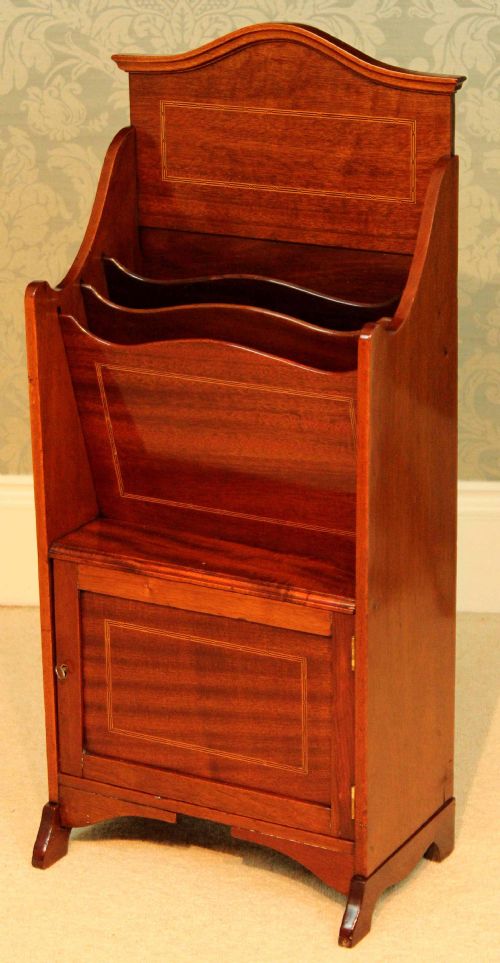 A QUALITY EDWARDIAN MAHOGANY INLAID MAGAZINE RACK - ADDITIONAL PHOTO 1