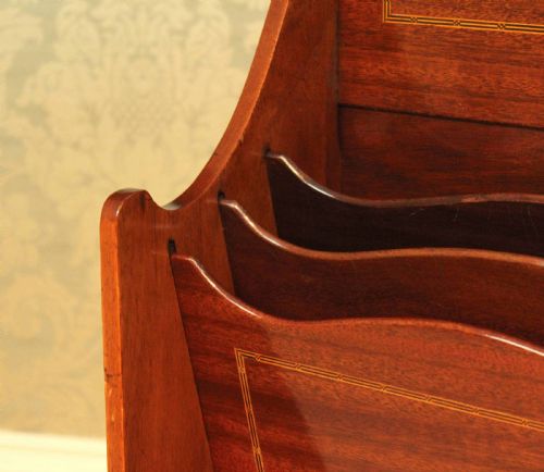 A QUALITY EDWARDIAN MAHOGANY INLAID MAGAZINE RACK - ADDITIONAL PHOTO 3