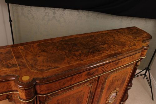 THE EXHIBITION QUALITY VICTORIAN BURRWALNUT INLAID AND ORMOLU CREDENZA - ADDITIONAL PHOTO 8