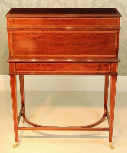A BEAUTIFUL LATE VICTORIAN MAHOGANY CYLINDER DESK BY MAPLE CO - ADDITIONAL PHOTO 17
