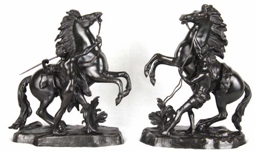 a fine pair of 19th century bronze marley horses with figures - CATEGORY: ANTIQUE METAL - DATED 19TH CENTURY