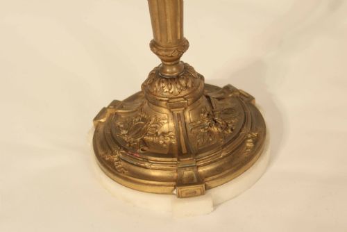 A PAIR OF LATE 19TH CENTURY GILT ORMOLU THREE BRANCHED CANDELABRA - ADDITIONAL PHOTO 7