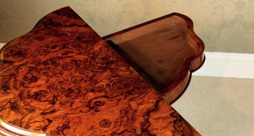A LATE VICTORIAN BURR WALNUT SERPENTINE SHAPE CARD TABLE - ADDITIONAL PHOTO 7