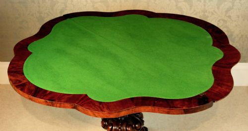 A LATE VICTORIAN BURR WALNUT SERPENTINE SHAPE CARD TABLE - ADDITIONAL PHOTO 8