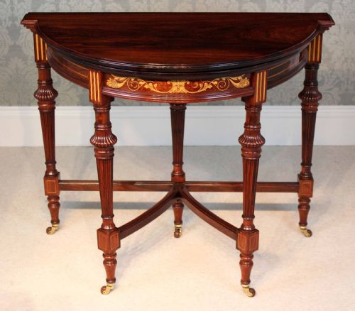 A LATE VICTORIAN ROSEWOOD INLAID CARD TABLE - ADDITIONAL PHOTO 1