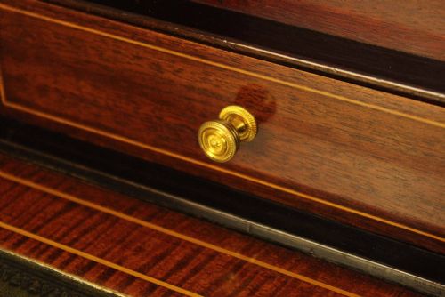 A QUALITY LATE VICTORIAN MAHOGANY INLAID CYLINDER DESK CIRCA 1890 - ADDITIONAL PHOTO 5