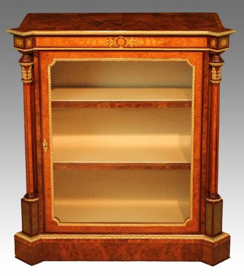 the fine quality victorian inlaid burrwalnut and ormolu mounted pier cabinet - CATEGORY: ANTIQUE CABINETS - DATED 1880
