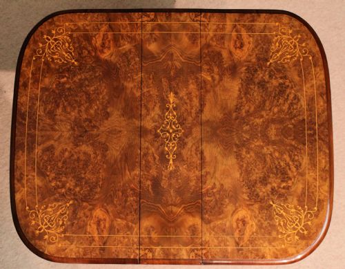A FINE QUALITY BURR WALNUT INLAID BABY SUTHERLAND TABLE - ADDITIONAL PHOTO 10