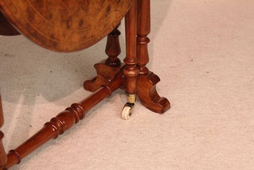 A FINE QUALITY BURR WALNUT INLAID BABY SUTHERLAND DENDED TABLE - ADDITIONAL PHOTO 3