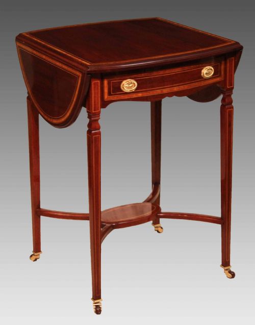 the quality edwardian mahogany inlaid pembroke table - CATEGORY: ANTIQUE TABLES - DATED 1910