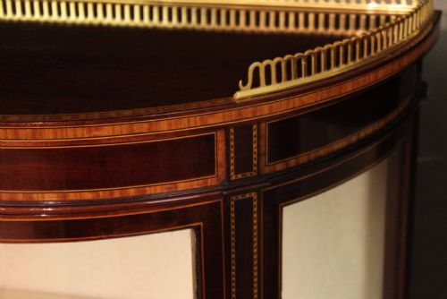 A FINE QUALITY PAIR OF EDWARDIAN INLAID BOWFRONT GLAZED DISPLAY CABINETS - ADDITIONAL PHOTO 1