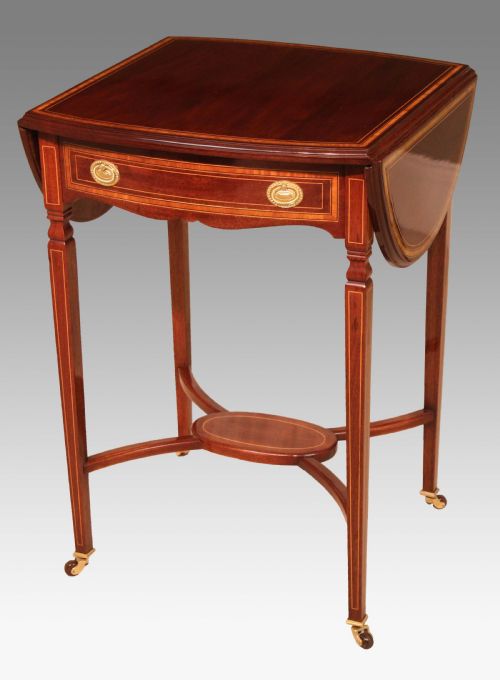 the quality edwardian mahogany inlaid pembroke table - CATEGORY: ANTIQUE TABLES - DATED 1910
