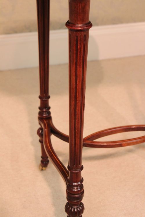 A QUALITY LATE VICTORIAN MAHOGANY INLAID KIDNEY TABLE - ADDITIONAL PHOTO 2